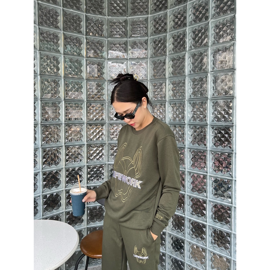 (HÀNG XUẤT XỊN) Áo tay dài Thêu Hình Lifework, Logo Thêu Sắc nét Full tag-code Size S M L 4 Màu: ĐEN, TÍM, XANH RÊU, KEM
