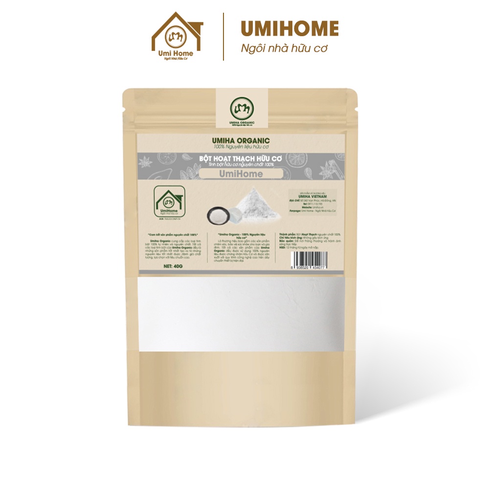 Bột đắp mặt Hoạt Thạch nguyên chất UMIHOME 135g dưỡng trắng, thải độc ngừa rôm sảy cho da