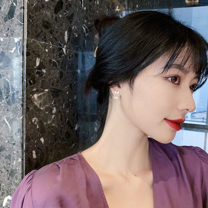 Đôi Bông Tai Mạ Bạc 925 Hình Nơ Xinh Xắn Dành Cho Nữ