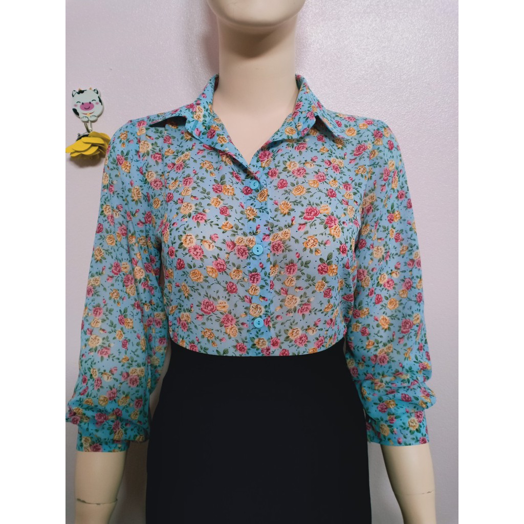 Áo sơ mi nữ hoa (ảnh thật)