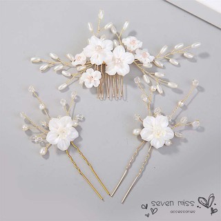 Bộ trâm cài tóc kiểu dáng hoa đính đá tinh tế sang trọng thích hợp cho tiệc cưới