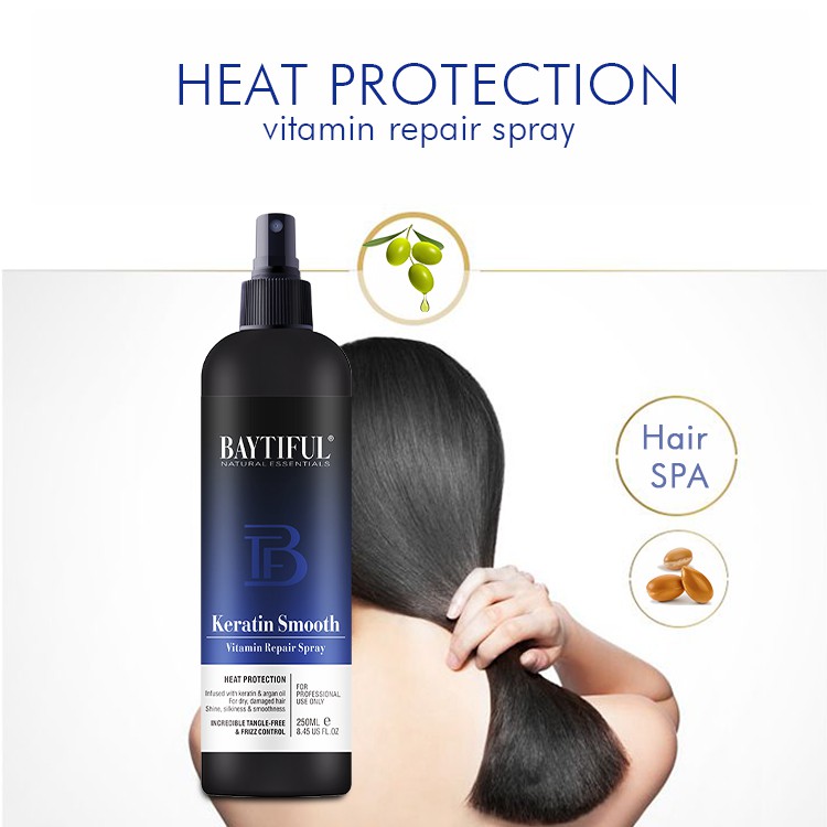 Xịt dưỡng BAYTIFUL 250ml Keratin Smooth Vitamin Hair Spray phục hồi hư tổn, chống cháy, ngăn phai màu tóc