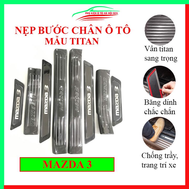 Ốp bậc cửa nẹp bước chân TITAN ô tô Mazda 3 2015-2020 chống trầy bảo vệ xe