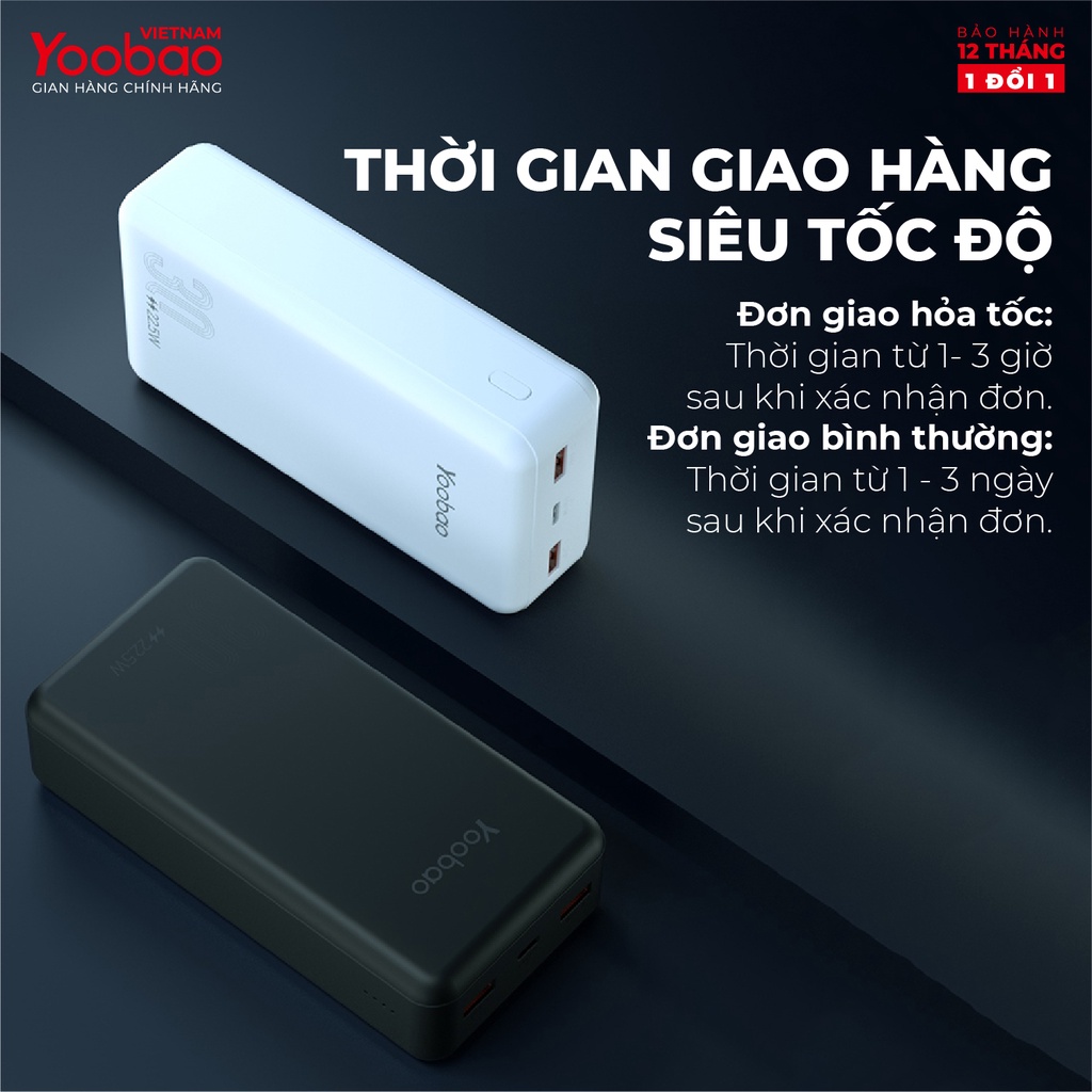 Pin Sạc Dự Phòng Yoobao D30Q Dung Lượng khủng 30000mAh, Sạc Nhanh 22.5W Phù Hợp Với Máy Tính Bảng, Điện Thoại ...