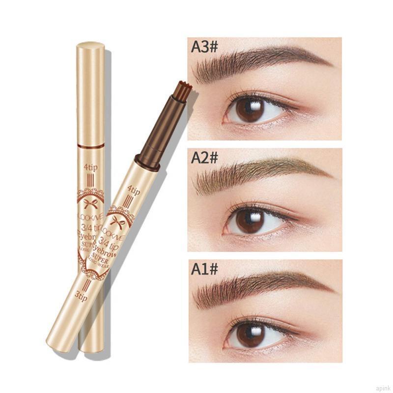 Bút Chì Kẻ Lông Mày 3D 2 Trong 1 Xoay Tự Động Chống Nước Chống Nhòe Lâu Trôi