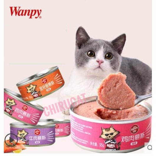 Pate Wanpy Bò Gà Cá Ngừ Xay Mịn Hộp 95gr Dùng Cho Mèo Bé,Lớn