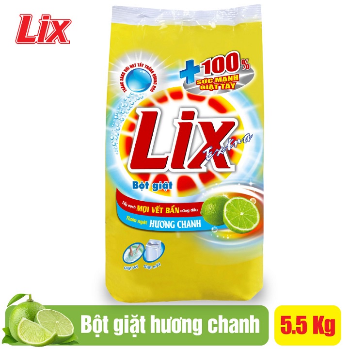 Bột giặt Lix Extra hương chanh 5.5Kg (EC550)