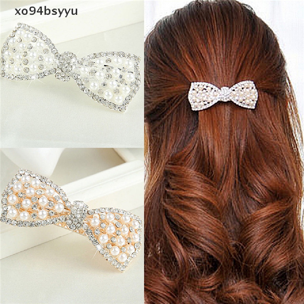Kẹp Tóc Hình Nơ Đính Ngọc Trai Pha Lê Thời Trang Cho Nữ Xo94Bsyu