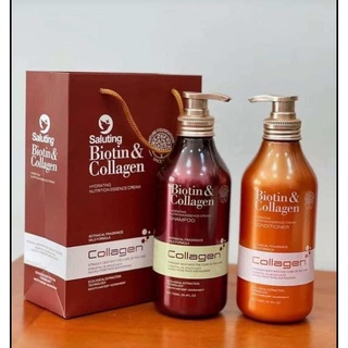 Cặp dầu gội xả Biotin & Collagen SALUTING 750ml x2