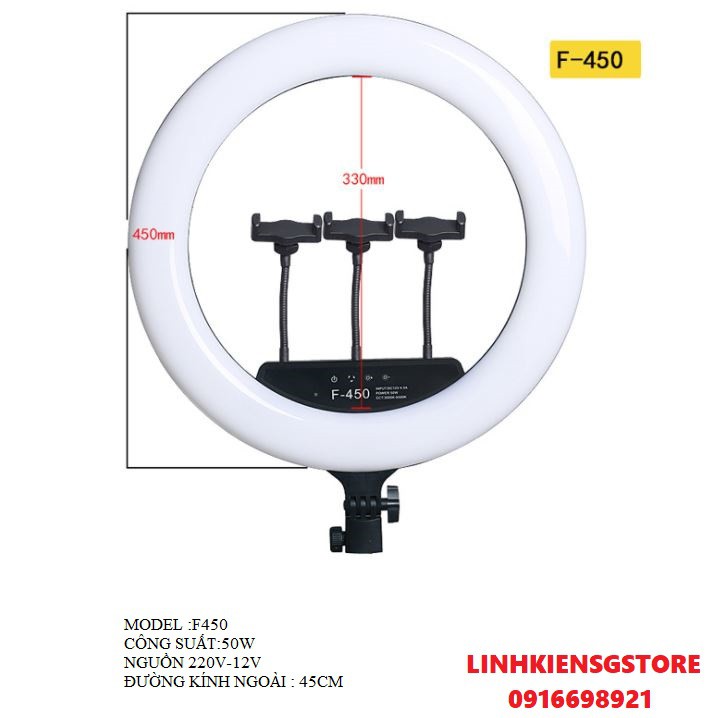 Đèn led ring 45cm KÈM CHÂN 2M livestream live stream, make up, phun săm ,chụp hình | BigBuy360 - bigbuy360.vn