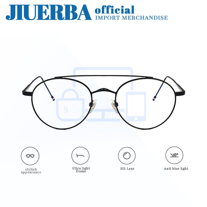 JIUERBA Mắt Kính Gọng Tròn Bằng Kim Loại Chống Bức Xạ Thời Trang Cho Nam Và Nữ