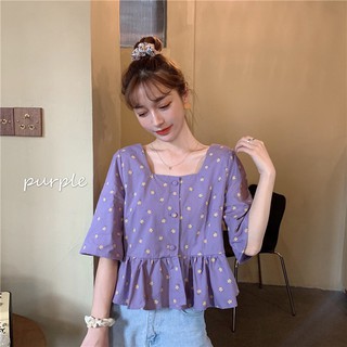 Áo kiểu babydoll hoa in freesize | Order 7-12 ngày