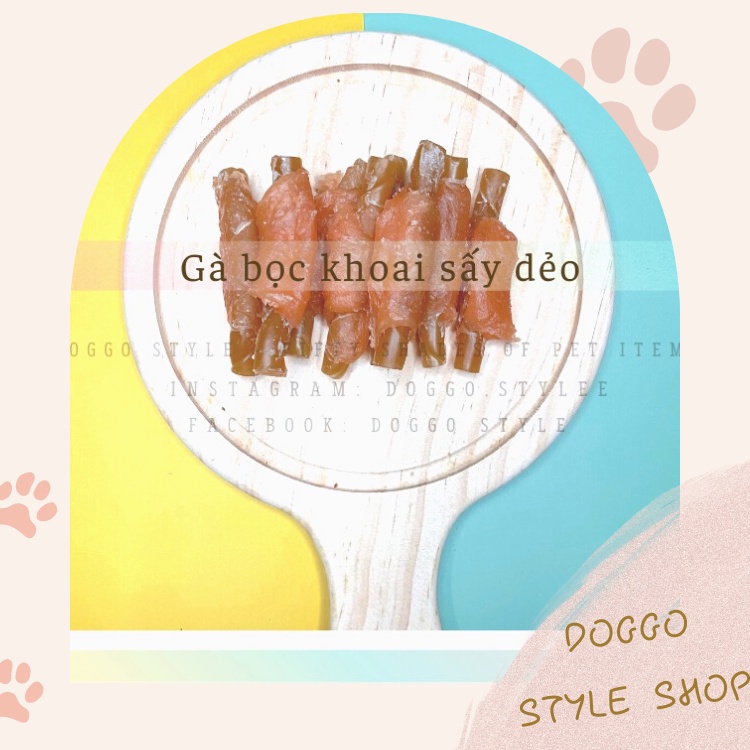 Thức Ăn Treat Bánh Thưởng Cho Chó Gà Bọc Khoai Sấy Cung Cấp Protein Giúp Sạch Răng Chống Hôi Miệng DOGGOSTYLE