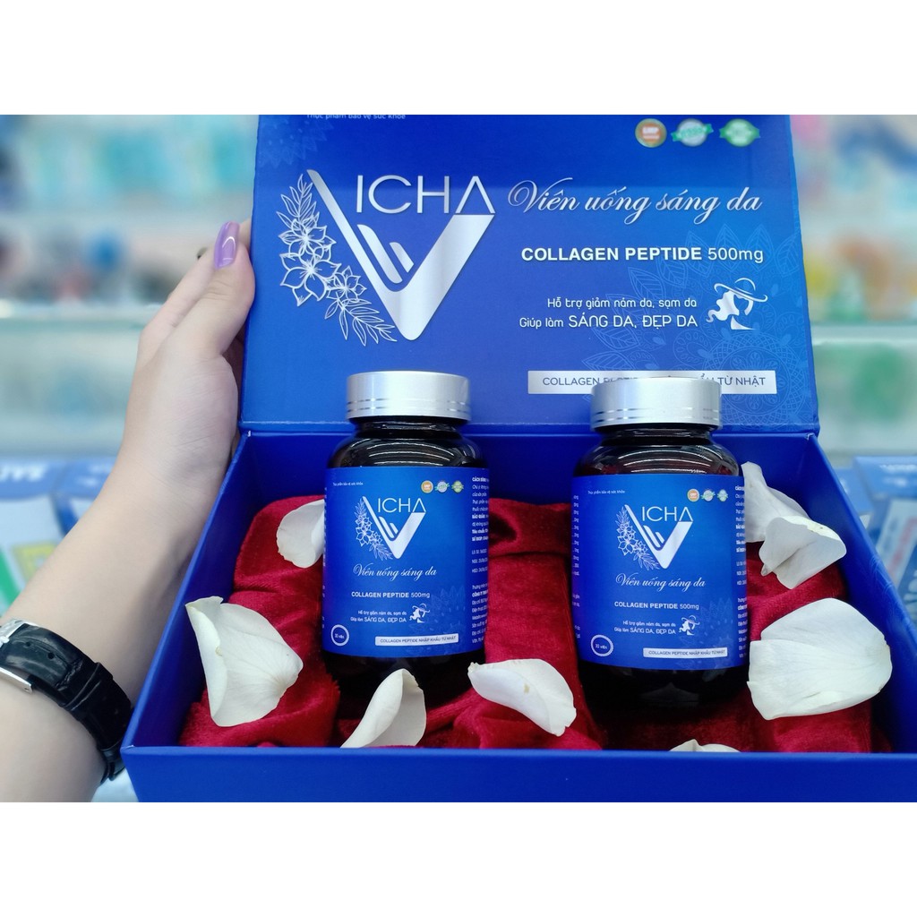 (GIÁ HỦY DIỆT) Viên uống sáng da, collagen VICHA ,viên uống collagen,Collagen (2 hộp/hộp 30 viên) | Thế Giới Skin Care