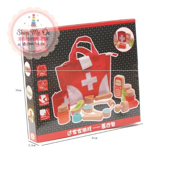 Bộ đồ chơi bác sĩ gỗ túi đỏ