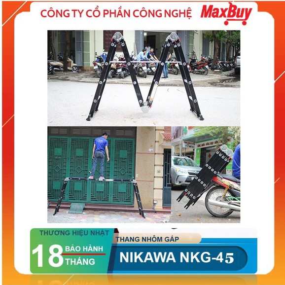 Thang nhôm, thang gấp Nikawa NKG-45, 5 bậc 4 đoạn, thang đa năng nhập khẩu Nhật Bản, bảo hành 18 tháng