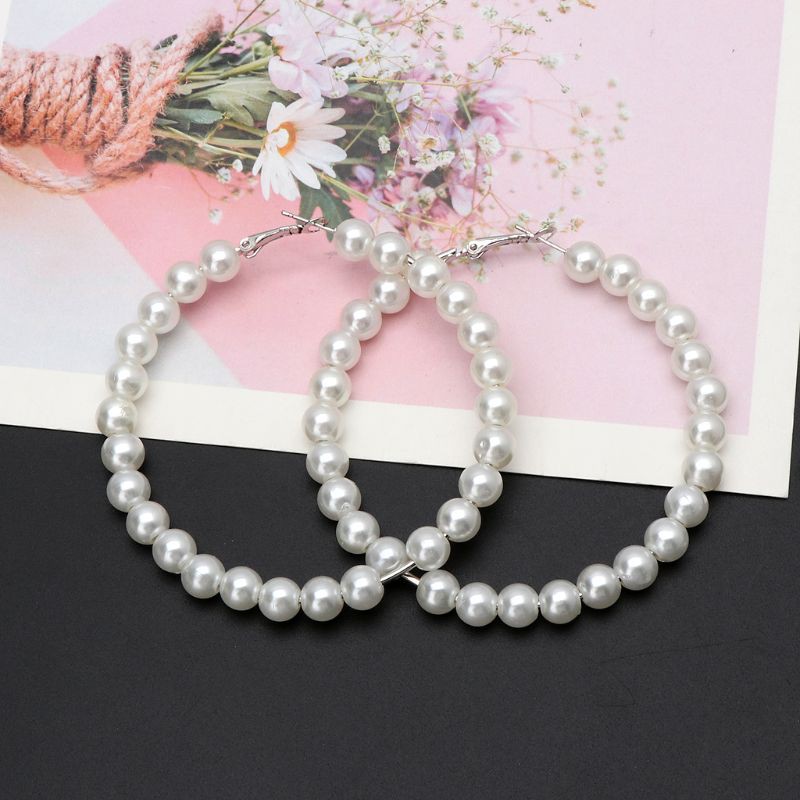 Cặp khuyên tai khoen tròn xỏ ngọc trai sang trọng cho nữ