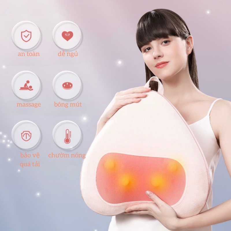 Máy Massage Lưng cổ vai gáy Thắt Lưng,matxa Cột Sống Cao Cấp Breo market R18 Mát xa Chườm Nóng Mềm mại Không Dây