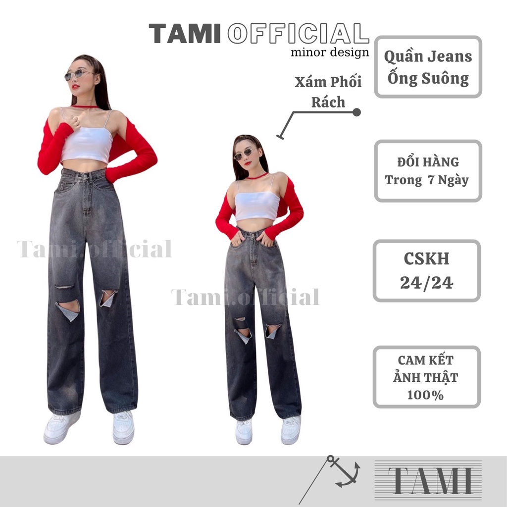 Quần Jeans NỮ Ống Suông XÁM PHỐI Bán Chạy Nhất Tháng Đáy Cao Siêu HÁCH DÁNG [ Tami Officia | BigBuy360 - bigbuy360.vn