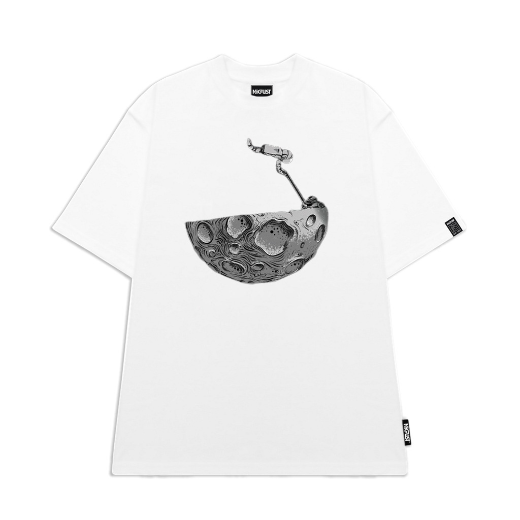 Áo local brand chính hãng Nigust full tag , áo phông phi hành gia NASA đôi nam nữ unisex form rộng đen trắng N123