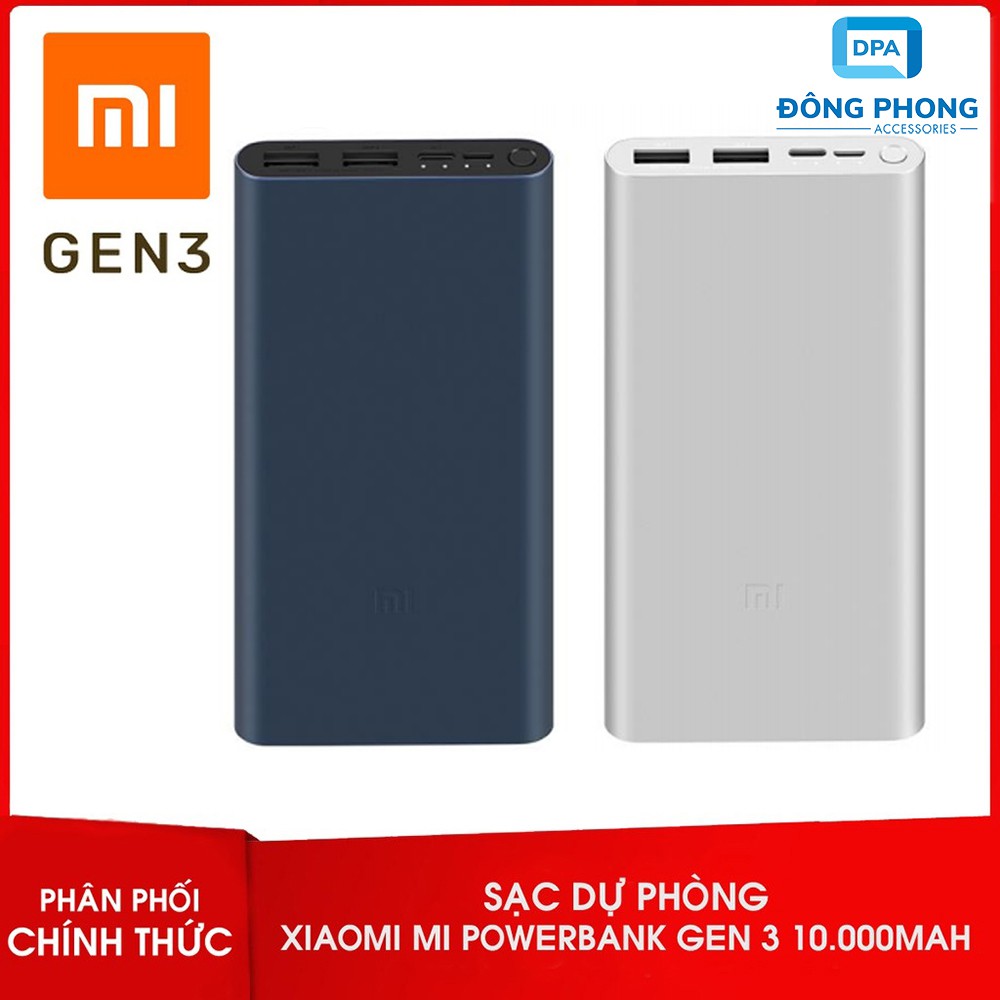 Pin Dự Phòng Xiaomi 10000mAh Gen 3 New 2020 Sạc Nhanh QC 3.0