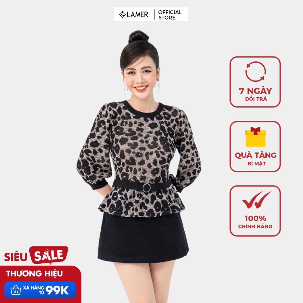 Áo len peplum nữ nơ eo LAMER L61W21T026