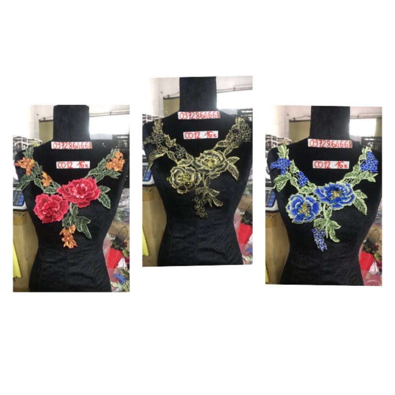 Cổ thêu hoa nổi mã CO12