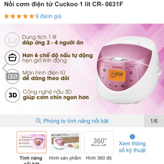 Nồi cơm điện tử cuckoo 1 lít cr- 0631f new chính hãng