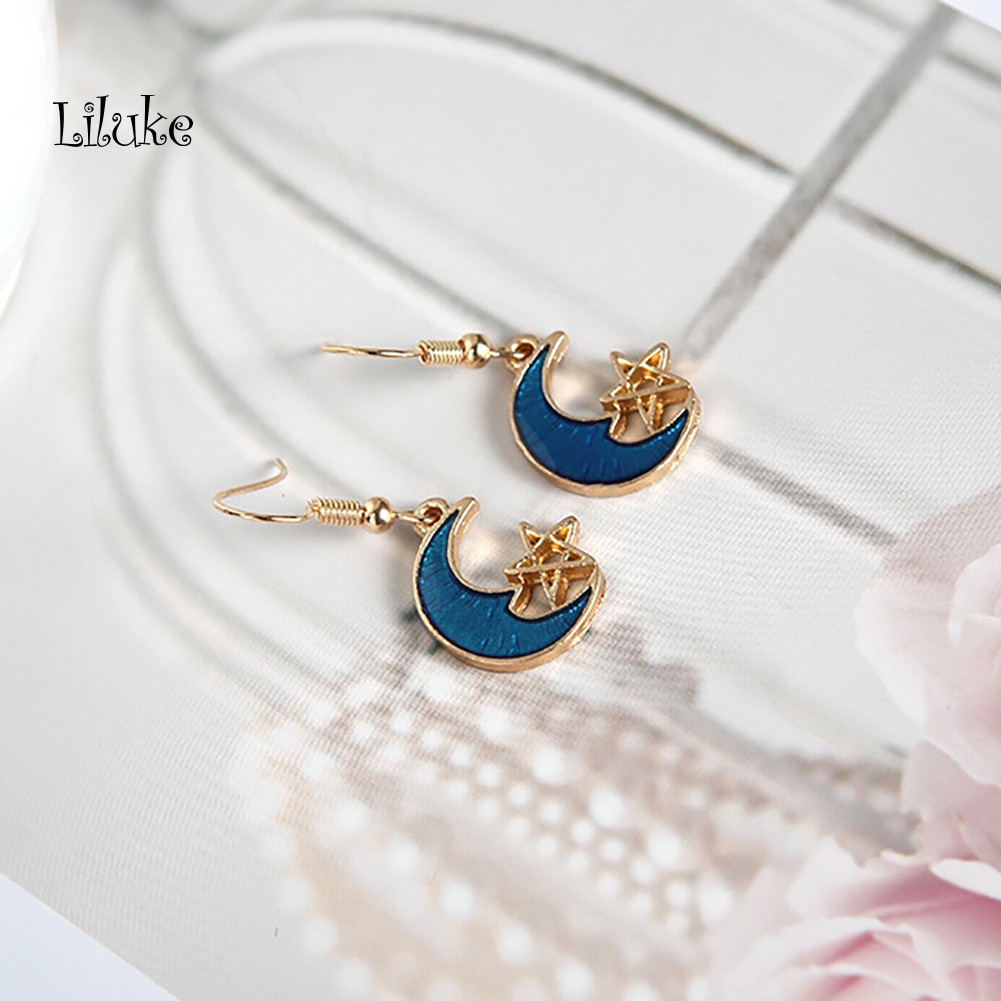 Đôi Khuyên Tai HìNh MặT Trăng Ngôi Sao ThờI Trang Cho Nữ