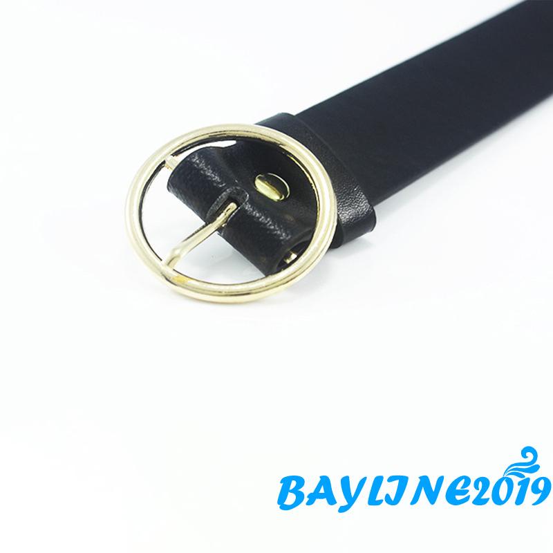 Thắt lưng da khóa tròn màu trơn thời trang cho nữ