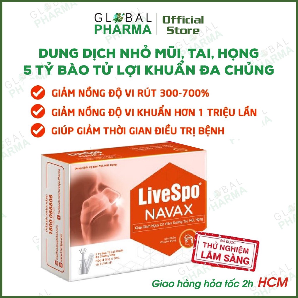 Xịt mũi Livespo Navax chuyên dụng - Bảo vệ hô hấp F1, giúp F0 chống nghẹt mũi, mất mùi (Hộp 1ống/4ống x 5ml+Bình Xịt)