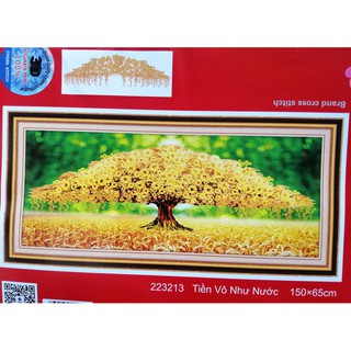 Tranh thêu chữ thập Cây tiền 1m50 223213