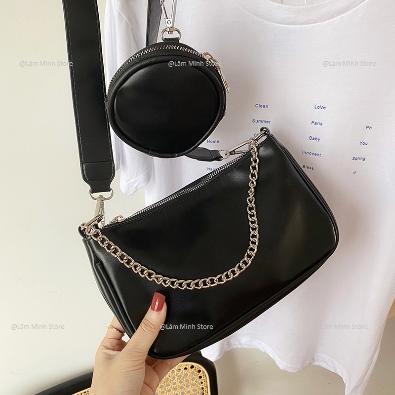 Túi Kẹp Nách Linh Store Set Bộ 2 Túi Ví Đeo Chéo Nữ 5 Chi Tiết, Túi Đeo Ngực, Đeo Bụng Thời Trang