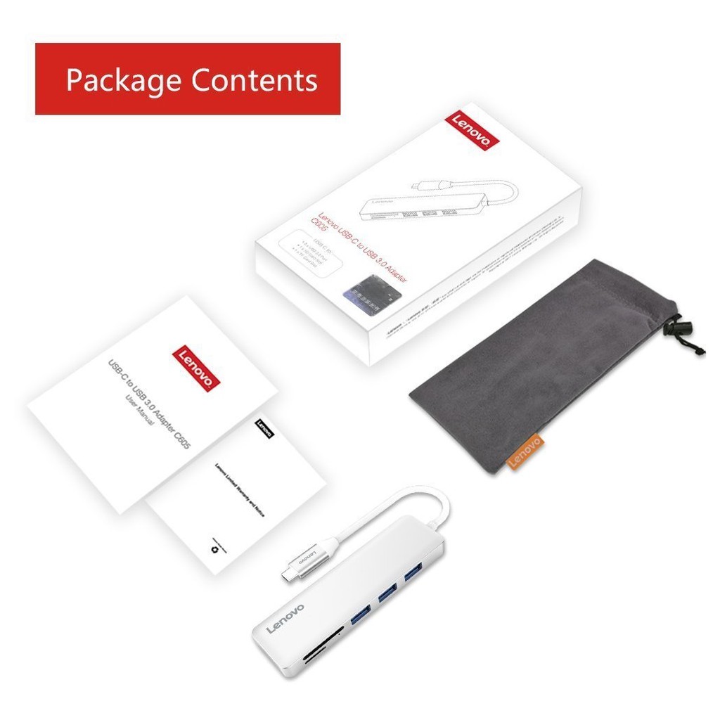 CÁP TYPE-C -&gt; 3 USB 3.0 + SD + TF LENOVO (C605SL)
