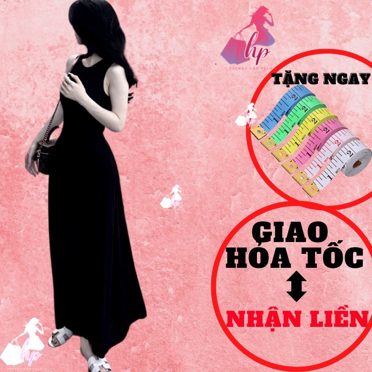 váy đầm ba lỗ nữ thun gân dáng maxi dài qua gối siêu tôn dáng thích hợp đi chơi dự tiệc- VD276