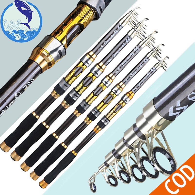 🔥Cần câu cá Cần câu cá quay bằng sợi carbon dạng xếp gọn Siêu nhẹ Chất Liệu Sợi Cacbon dạng xếp gọn kích thước 2.1-3.6M