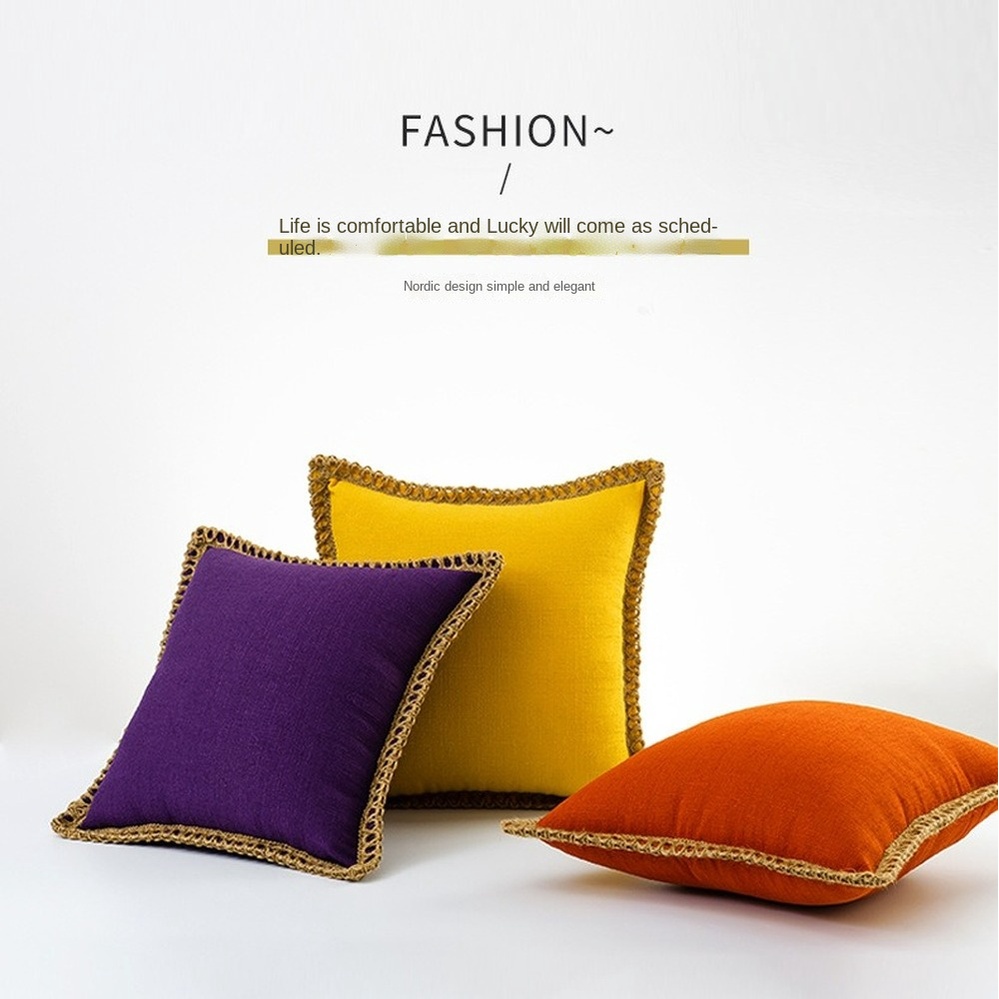 Vỏ Gối Sofa Vải Lanh Cotton Hình Vuông Màu Trơn Có Khóa Kéo Kích Thước 45X45Cm Trang Trí Nhà Cửa