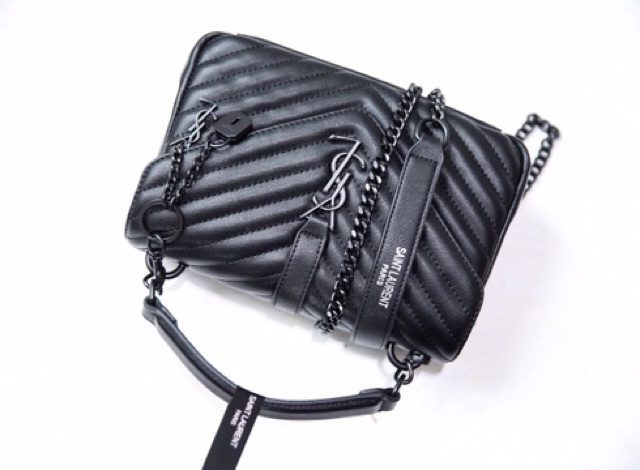 Túi xách nữ đeo chéo flapbag vân v da mịn mềm khoá vàng đồng bạc đen hàng cao cấp fullbox có hộp