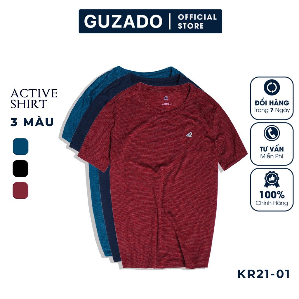 Áo Thun Nam GUZADO Chất Thể Thao Coolmax, 3 Màu Basic Cơ Bản, Dễ Phối Đồ KR21-01