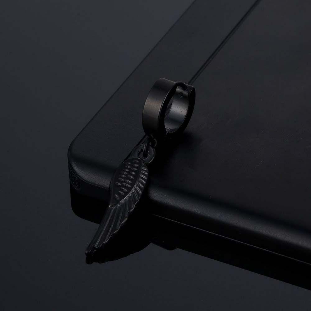 Bông Tai Dạng Vòng Bằng Thép Không Gỉ Họa Tiết Lông Rắn / Lông Vũ Thời Trang Cho Nữ