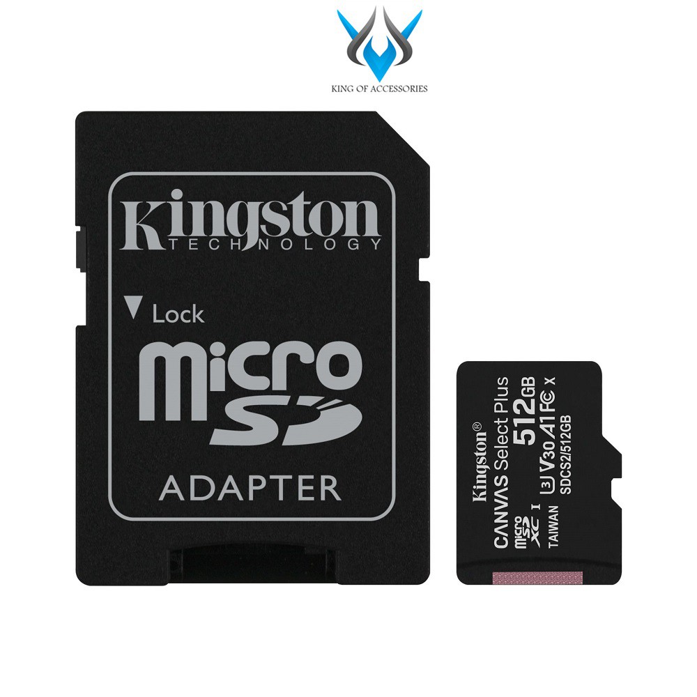 Thẻ nhớ microSDXC Kingston Canvas Select Plus 256GB U3 V30 A1 R100MB/s W85MB/s (Đen) - Kèm Adapter