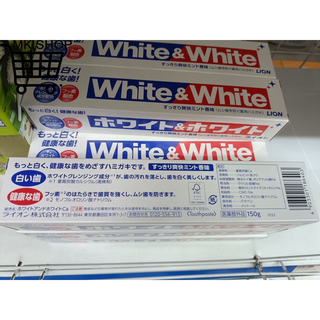 Kem đánh răng White &amp; White Nhật Lion 150g
