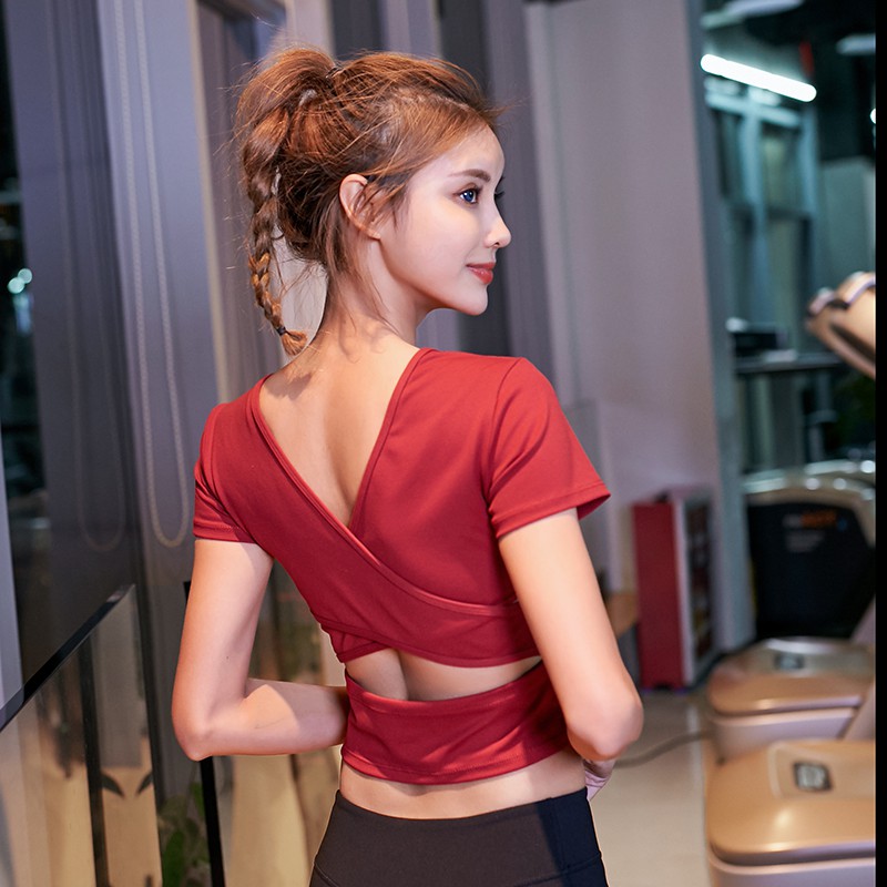 Áo croptop cổ tim lưng đan quai chéo chất lượng cao