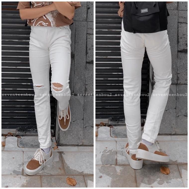 Quần jeans trắng rách gối ZARA cao cấp co dãn 4 chiều hot trend 2022 ! -