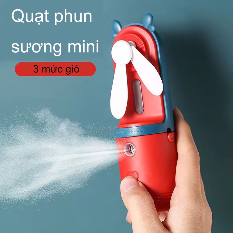 Quạt Phun Sương Sạc USB Cầm Tay, Quạt Mini Tích Hợp Hai Chế Độ Quạt Và Phun Sương Cấp Ẩm Cho Da, Nhỏ Gọn Tiện Lợi