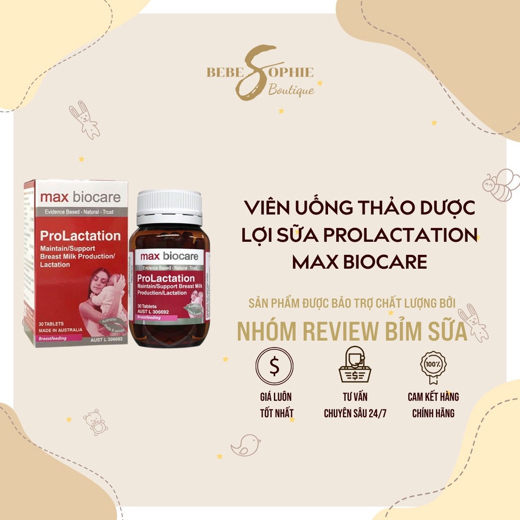 Chính hãng – Viên uống thảo dược lợi sữa ProLactation Max Biocare – hỗ trợ tạo sữa &amp; tăng chất lượng sữa mẹ