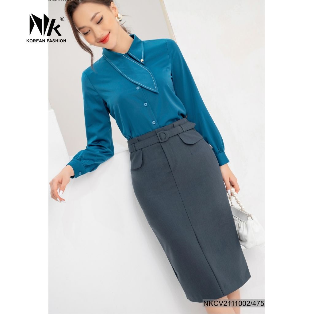 Chân Váy Nữ Công Sở NK Fashion Dáng Suông Thiết Kế Hai Nắp Túi Kẹp Sườn Hiện Đại NKCV2111002