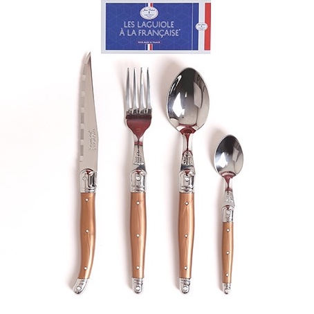 Bộ DAO THÌA DĨA (muỗng, nĩa) inox 304 Pháp Cán nhựa Màu Vàng | Sa Maison x Jean Dubost