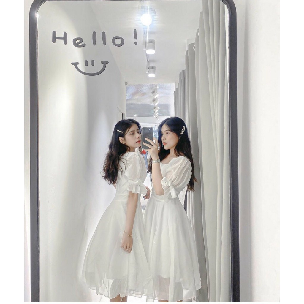 Đầm Cổ Vuông Tay Nơ Nút Ngực ( Kèm Hình Thật ) - D0334 | BigBuy360 - bigbuy360.vn