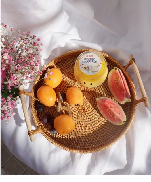 Khay Mây Trang Trí Size To Đựng Đồ Decor Cao Cấp